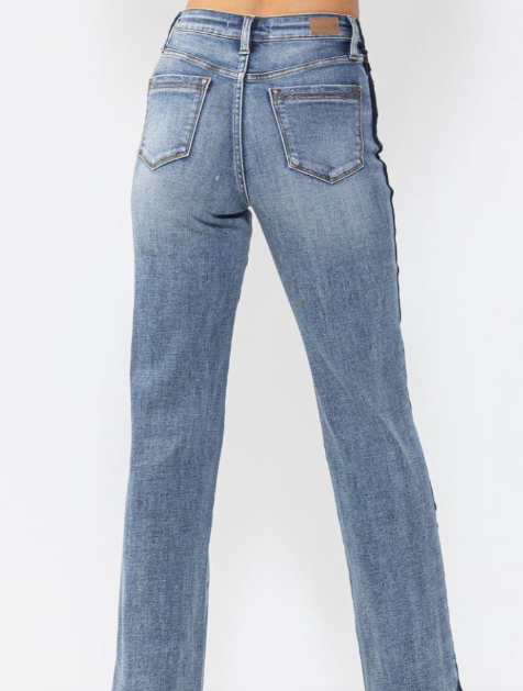 High Waist Side Seam Detail Straight Denim by Judy Blue