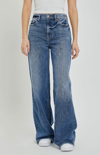 High Rise Wide Leg Cello Denim Pants