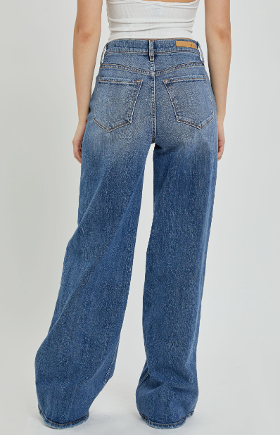 High Rise Wide Leg Cello Denim Pants