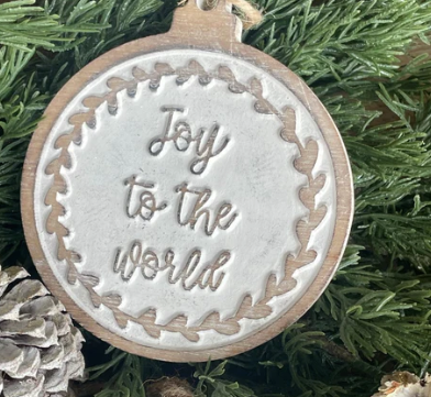 Joy to the World Carved Ornament