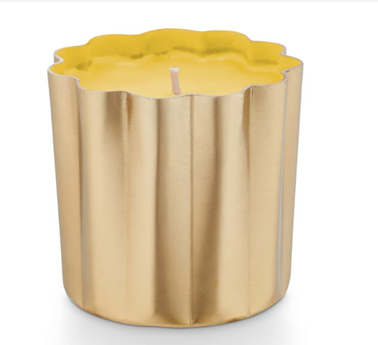 Golden Honeysuckle Mini Metal Scalloped Candle by Illume - Shoppe3130