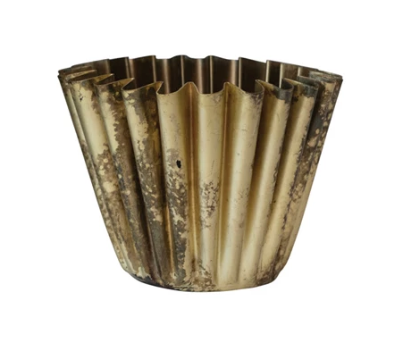 Fluted Metal Planter, Brass Finish - Shoppe3130