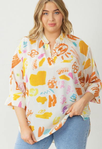 FINAL SALE Curvy Flowers on the Bay Top
