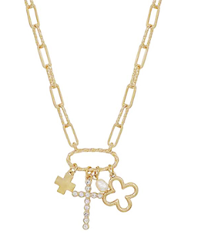 Gold Paper Clip Cross Necklace - Shoppe3130