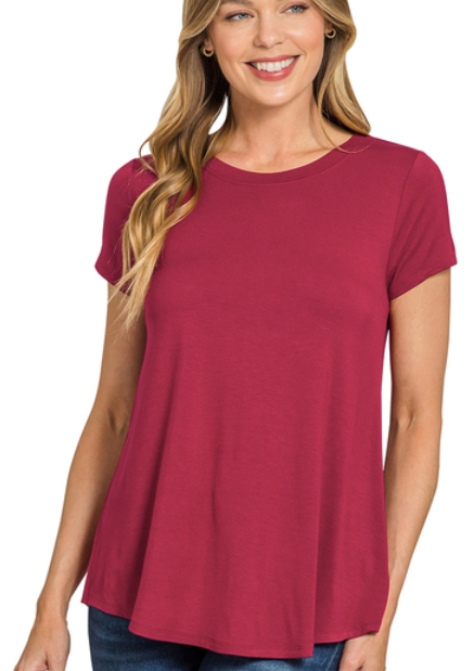 Round Hem Rayon Basic Tee