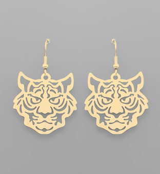 Laser Cut Tiger Earrings