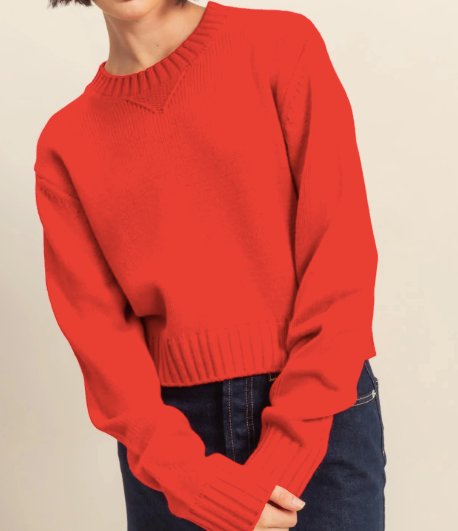Main Street Cropped Long Sleeve Sweater