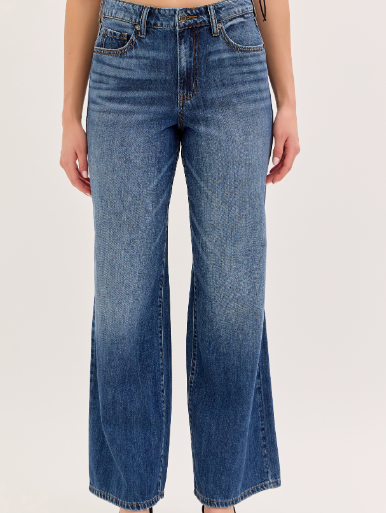 Mid Rise Wide Leg Cello Denim Jeans Pants - Shoppe3130