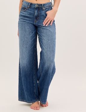 Mid Rise Wide Leg Cello Denim Jeans Pants - Shoppe3130