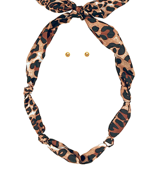 Leopard Neck Scarf in Brown