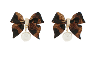 My Leopard Bow Pearl Earrings