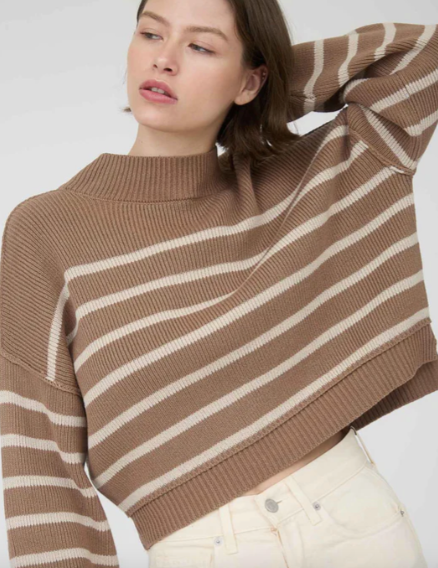 Steady On Striped Sweater in Cocoa
