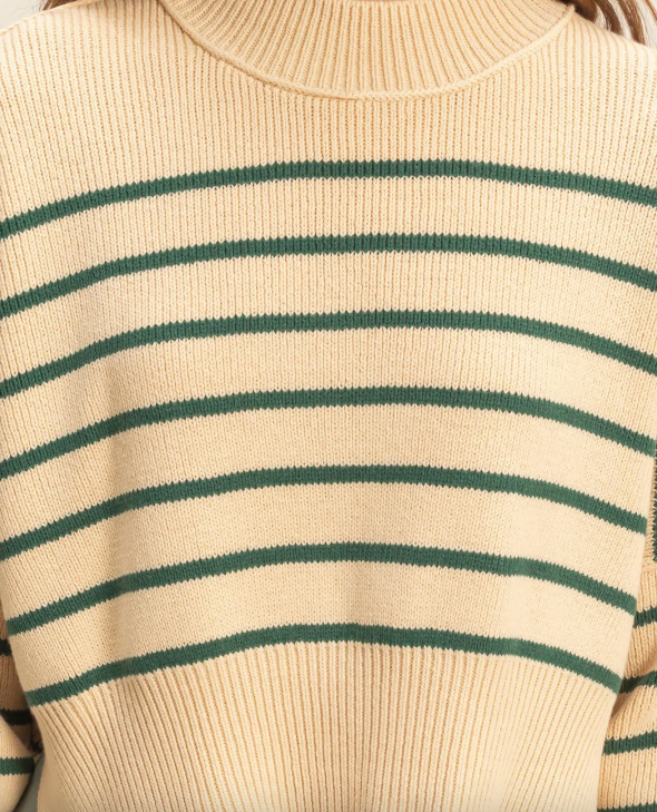 Walk the Line Striped Mock Neck Sweater