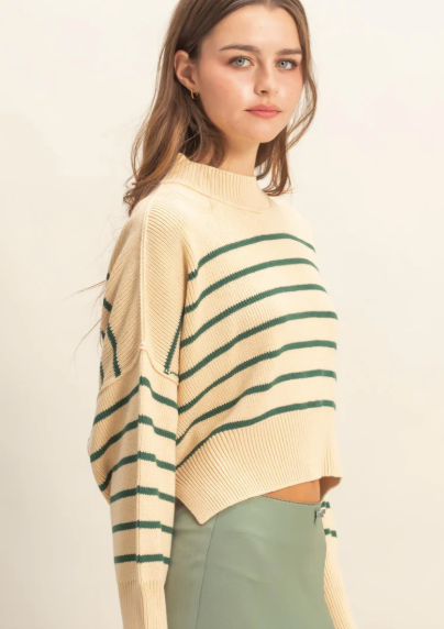 Walk the Line Striped Mock Neck Sweater