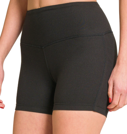 Bliss Fit Brushed Waistband Biker Shorts in Black
