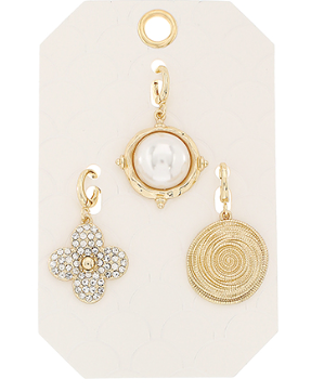 3 Piece Cream & Gold Pearl Charm Set