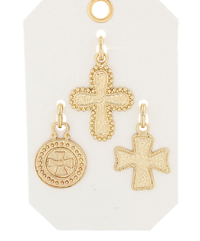 3 Piece Gold Cross Charm Set