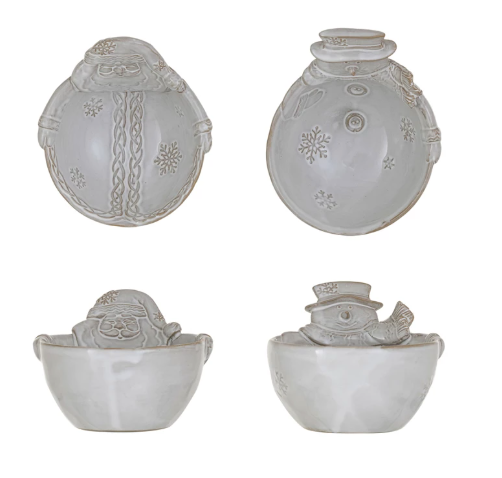 Stoneware Santa/Snowman Shaped Bowl