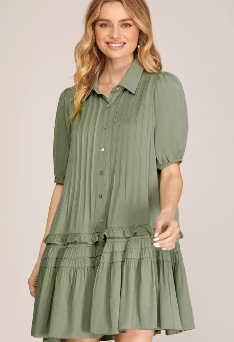 Sweet Slate Ruffle Dress