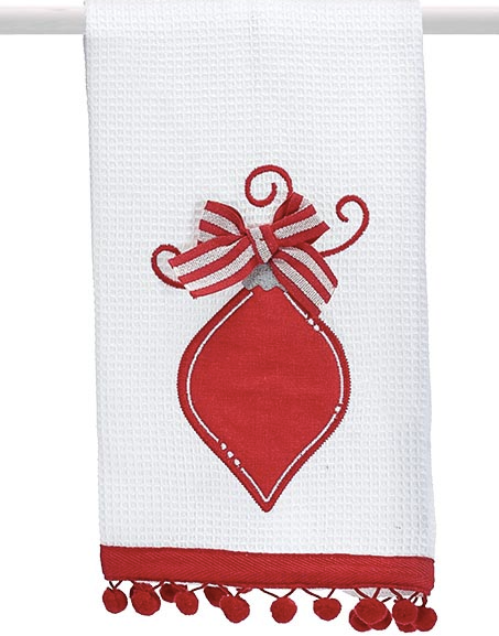Red Ornament Tea Towel
