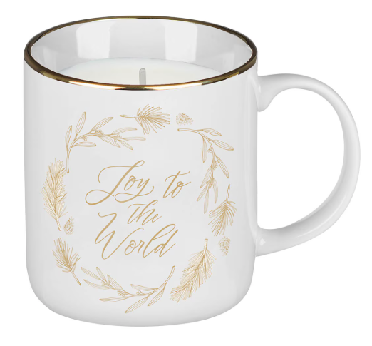Joy To The World Scented Candle in a Ceramic Mug