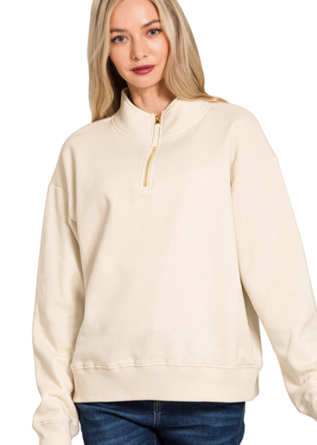 DOORBUSTER Soft Sand Snuggle Zip Pullover
