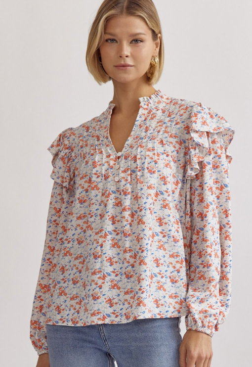 From Here On Out Floral V Neck Top