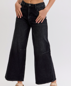 Cello High Rise Cropped Wide Leg Denim Jeans