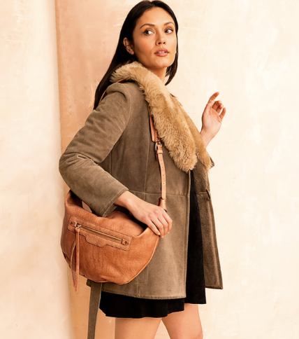 Leigh Distressed Hobo Bag Caramel - Shoppe3130