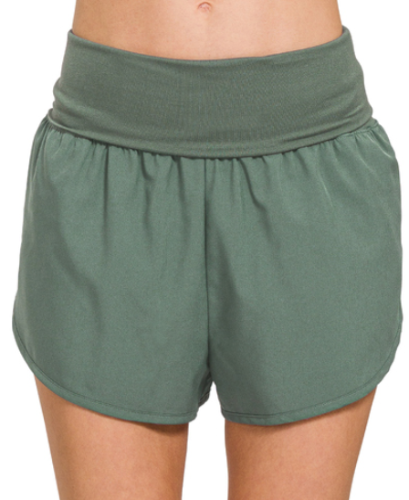On-the-Go Fold-Over Shorts in Ash Jade - Shoppe3130