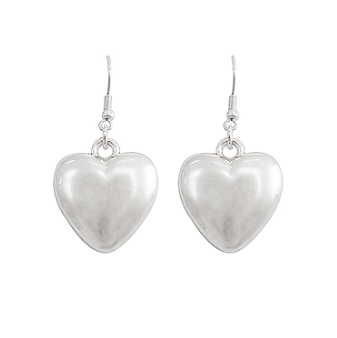 Puffy Heart Dangle Earrings - Shoppe3130