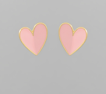 Small Enameled Heart Stud Earrings - Shoppe3130