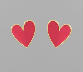 Small Enameled Heart Stud Earrings - Shoppe3130