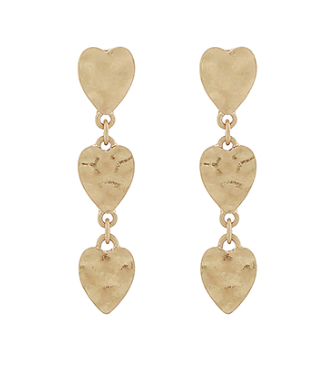 Hammered 3 Heart Earrings - Shoppe3130