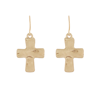 Hammered Cross Earrings - Shoppe3130