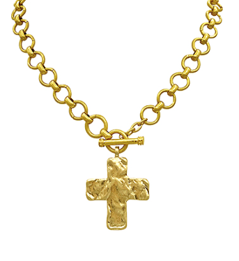 Vintage Gold Cross Toggle Necklace