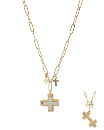 Cross Locket Charm Necklace