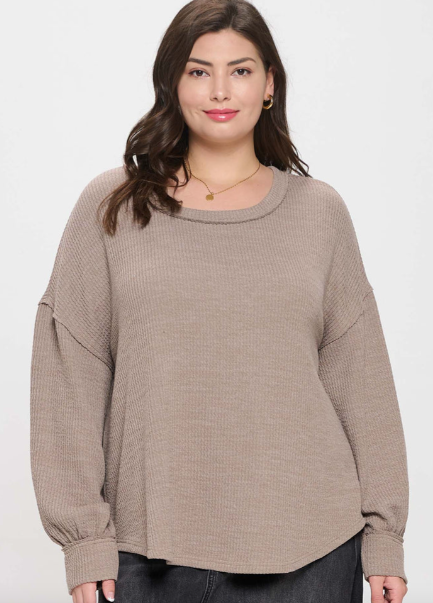 Mocha Mondays Drop Shoulder Top in Curvy - Shoppe3130