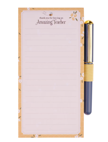 Amazing Teacher Blossom and Bees Notepad and Pen Gift Set - Shoppe3130