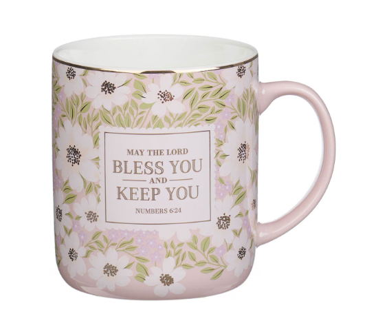 Bless and Keep You Blush Bloom Ceramic Coffee Mug - Numbers 6:24
