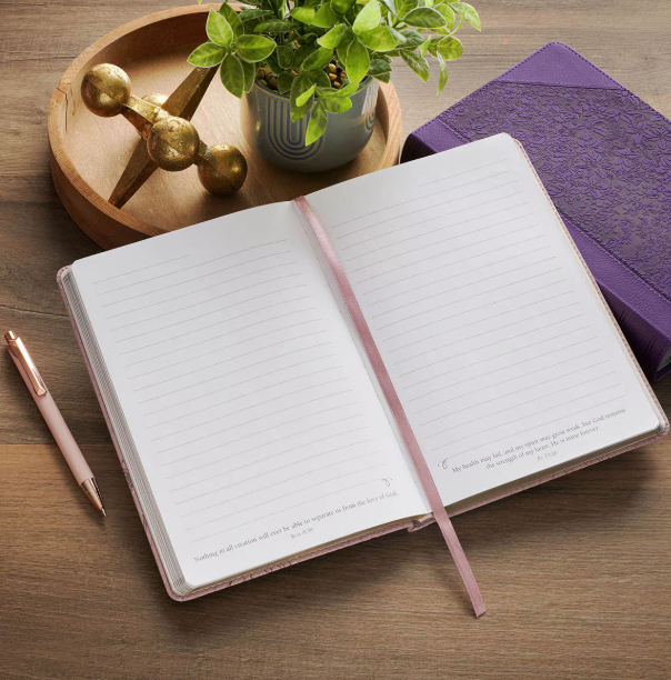 Strength and Dignity Dusty Purple Floral Faux Leather Classic Journal - Proverbs 31:25 - Shoppe3130