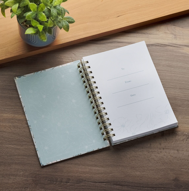 Commit to the Lord Pale Blue Floral Spiral Journal - Proverbs 16:3 - Shoppe3130
