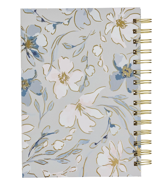Commit to the Lord Pale Blue Floral Spiral Journal - Proverbs 16:3 - Shoppe3130