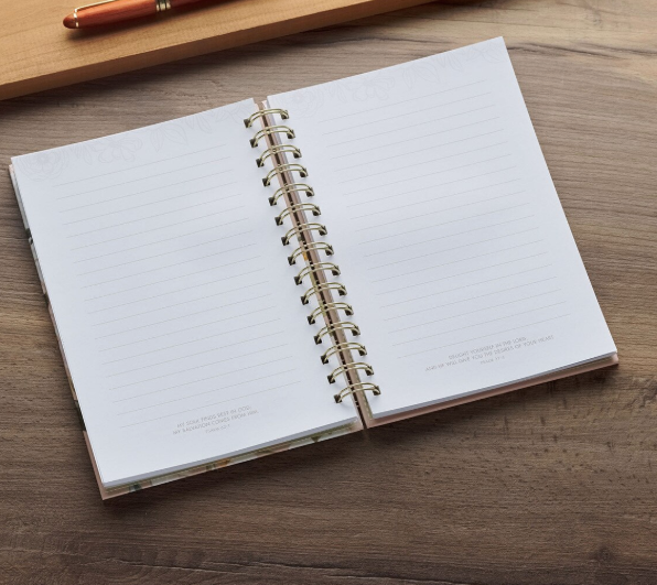 Good Work Peach Floral Spiral Journal - Philippians 1:6 - Shoppe3130