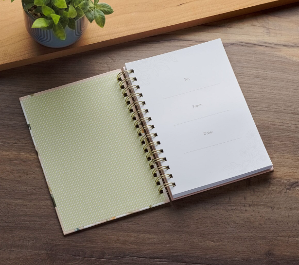 Good Work Peach Floral Spiral Journal - Philippians 1:6 - Shoppe3130