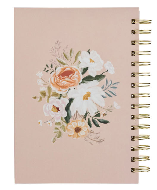 Good Work Peach Floral Spiral Journal - Philippians 1:6 - Shoppe3130
