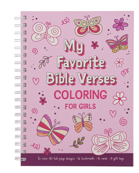 My Favorite Bible Verses Pink Spiral Coloring Book for Girls - Shoppe3130