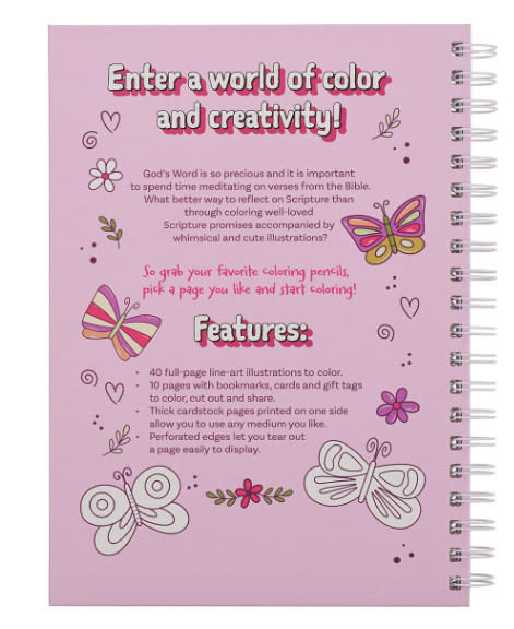 My Favorite Bible Verses Pink Spiral Coloring Book for Girls - Shoppe3130