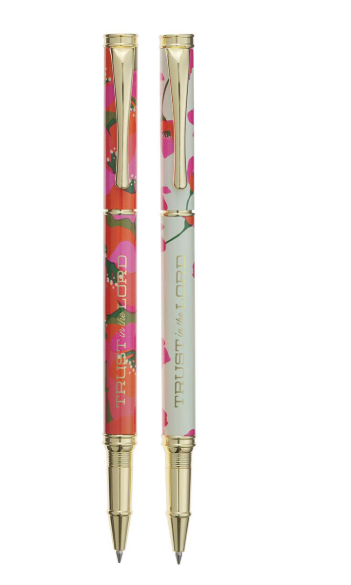 Trust in the Lord Coral Floral Pen Set - Proverbs 3:5 - Shoppe3130