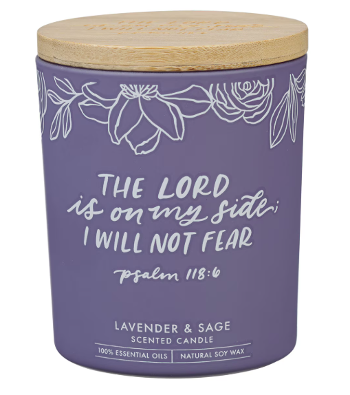 I Will Not Fear Lavender and Sage Candle in a Glass Jar - Psalm 118:6 - Shoppe3130